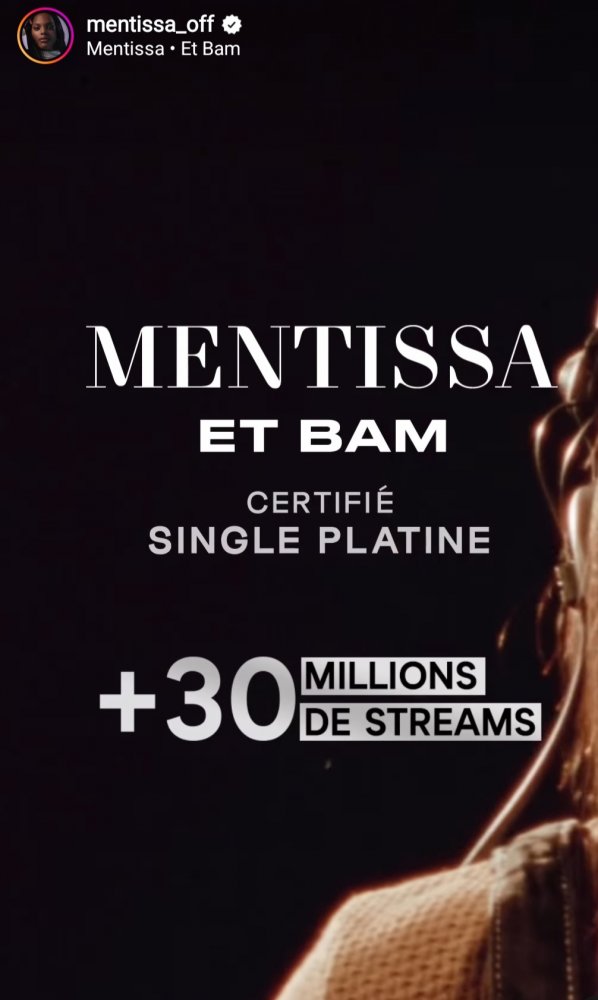 Mentissa - Et bam Disque de diamant 💎 / Mamma Mia disque d'or